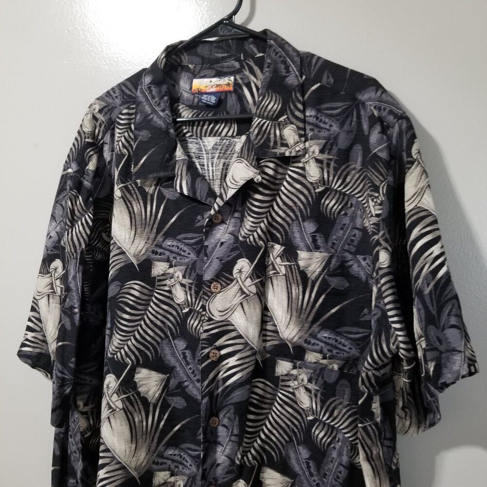 Havana Jack Cafe Men's Shirt XXL 100% Silk Tropical Button Up